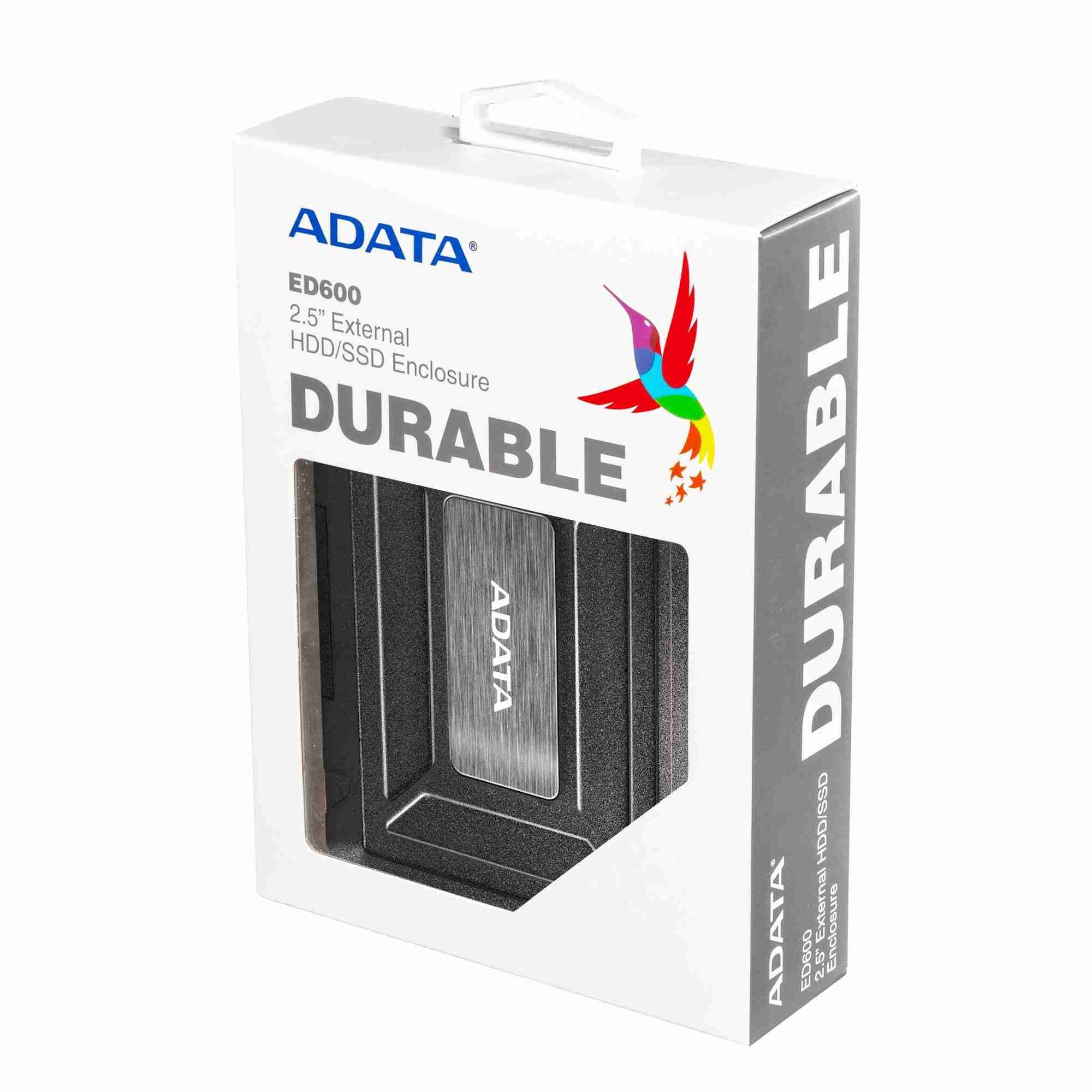 productGallery6259.jpg ADATA ED600 - ENCLOSURE FOR EXTERNAL ENCLOSURE, HDD/SSD COMPATIBLE, USB 3.2 GEN1, IP54, BLACK - Image 1